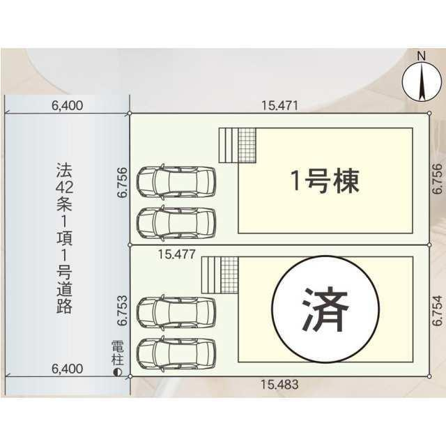 名古屋市中川区中須町字辻ノ上の新築一戸建の区画図| 