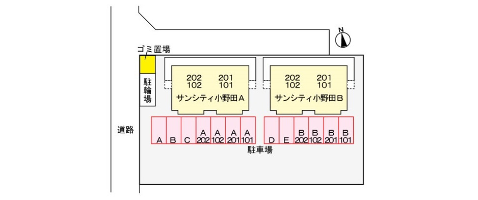 サンシティ小野田 Bの駐車場