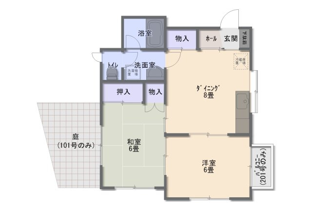 津山市勝部　アパートの間取り|101、201