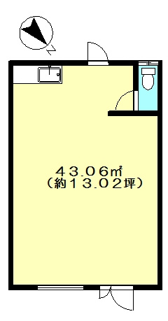 栄町テナントⅡの間取り|約13坪の使いやすい間取りです