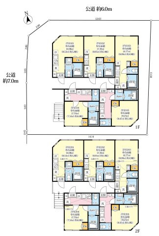 川崎市多摩区栗谷３丁目のアパートの区画図