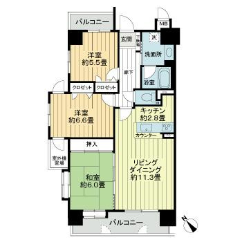 ライオンズマンション水前寺第３弐番館の間取り
