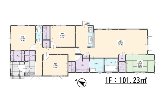 【間取り】 | 福岡市西区今津13期・平屋　1号棟（全1棟）【仲介手数料無料・0円】 | 平日、土日祝日もお好きな日時にご見学可能です。お気軽にお問合せ下さい。