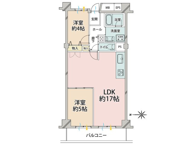 ■間取り2LDK　63.13㎡/8.04㎡