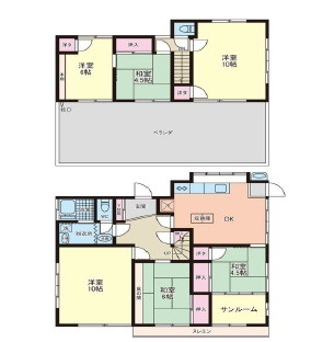 川越市上戸新町　5LDKS　角地　中古戸建の間取り