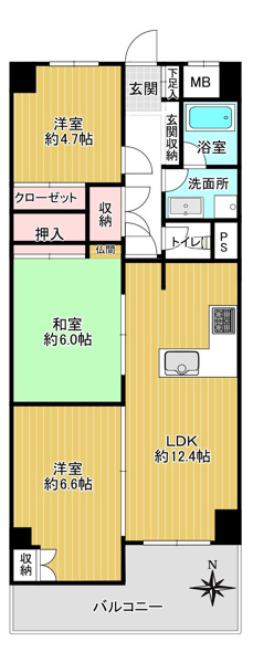 【間取り】 | サンライフ香椎B棟