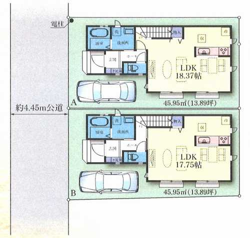 横浜市瀬谷区阿久和西3丁目 　新築戸建全2棟の区画図