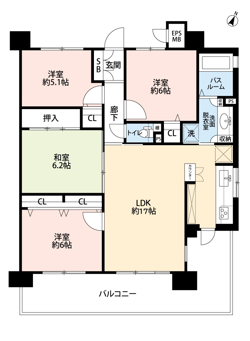 サーパス渡橋浜山通りの間取り