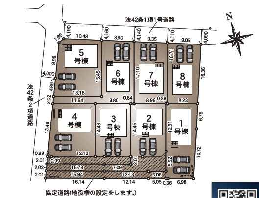 塩尻市広丘堅石　第4　新築戸建の区画図|塩尻市広丘堅石の新築分譲住宅全8棟です。