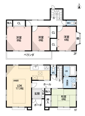 小牧市応時１丁目　中古戸建の間取り|室内美鄭です。全室南向きで光あふれる明るい間取り。
ゆっくり料理のできる独立型キッチンです♪