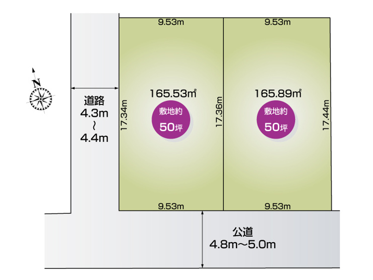 【区画図】宇都宮市西川田東町(全2区画)■ファイブイズホーム■