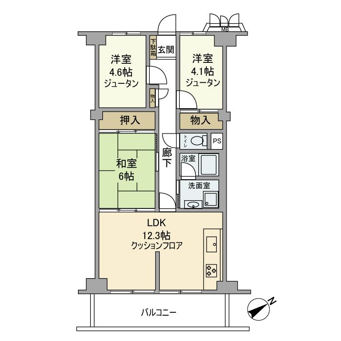 寝屋川東ファミリータウン西四番館の間取り
