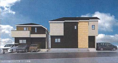 横浜市瀬谷区下瀬谷3期　新築戸建全3棟の外観パース