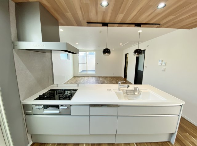 杉並区荻窪2丁目 全2棟 A号棟のキッチン|収納力もしっかりあるシステムキッチン
キッチンカウンター前面も収納棚になっております