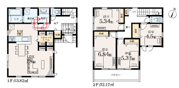藤沢市下土棚　新築戸建　全5棟5号棟の外観