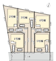 藤沢市下土棚　新築戸建　全5棟5号棟の区画図