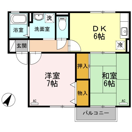 エスパシオ那賀川Bの間取り