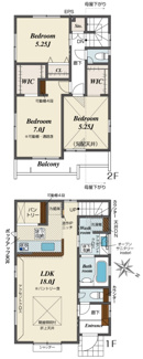 【間取り】 | 【仲介手数料無料！！】日野市東豊田1丁目　新築戸建て（全2棟）2号棟　4580万円
