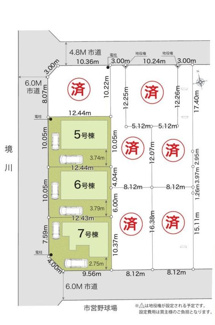 【区画図】 | 大和市上和田 6号棟 | 6号棟　西側6m道路　カースペース２台（車種による）