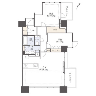 【間取り】 | プラウド大阪城 | 【間取り】高層階・南東角住戸につき、眺望・陽当たり・通風◎