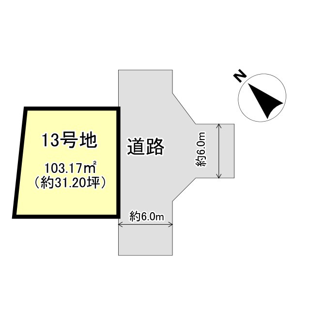 【建築条件無売土地】亀岡市千代川町今津2丁目の土地図|土地面積：103.17㎡（約31.20坪）