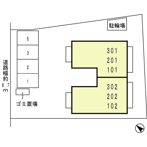 泉大津市高津町のハイツの区画図
