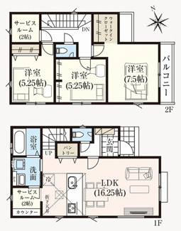 【間取り】 | 【仲介手数料無料！！】府中市多磨町2丁目　新築戸建て（全7棟）3号棟　5690万円
