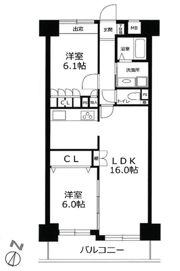 【間取り】 | ライオンズマンション明石大久保第２　7階 | 2LDKです。