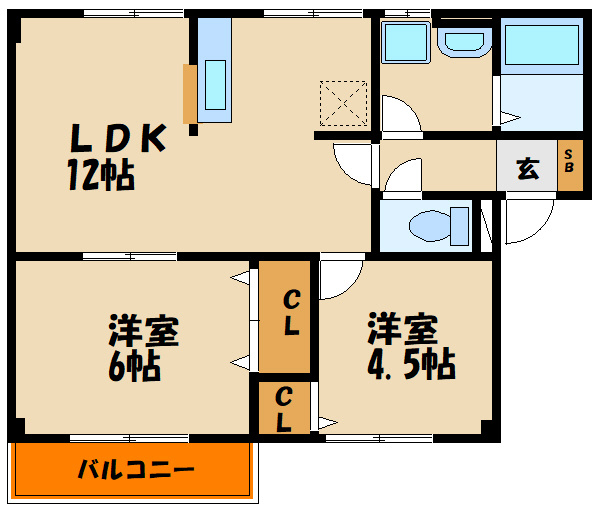 スカイハイツ王塚台の間取り