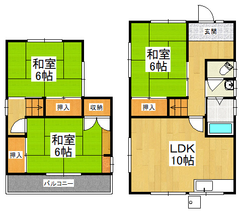 【間取り】 | 河内長野市北貴望ケ丘貸家
