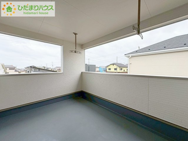 ひたちなか市平磯遠原町第2　新築戸建　2号棟のバルコニー|人気が高いインナーバルコニーを採用♪天候を気にせず洗濯物を干せ、紫外線も気にせずに済みます(*^^)v