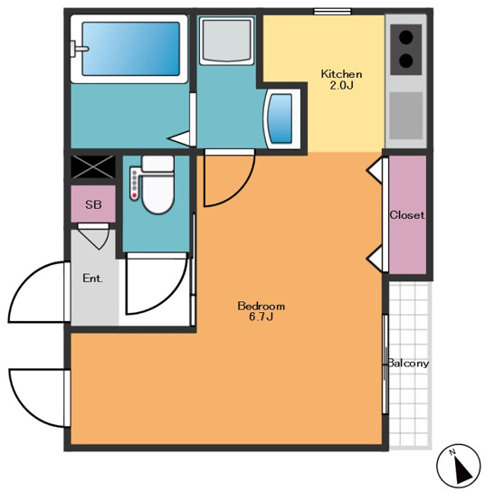 【間取り】 | シャンベール早稲田 | 1K