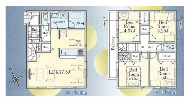 【間取り】 | 西東京市保谷町１丁目　新築戸建て | 4LDK・土地面積93.89ｍ2・建物面積87.68ｍ2