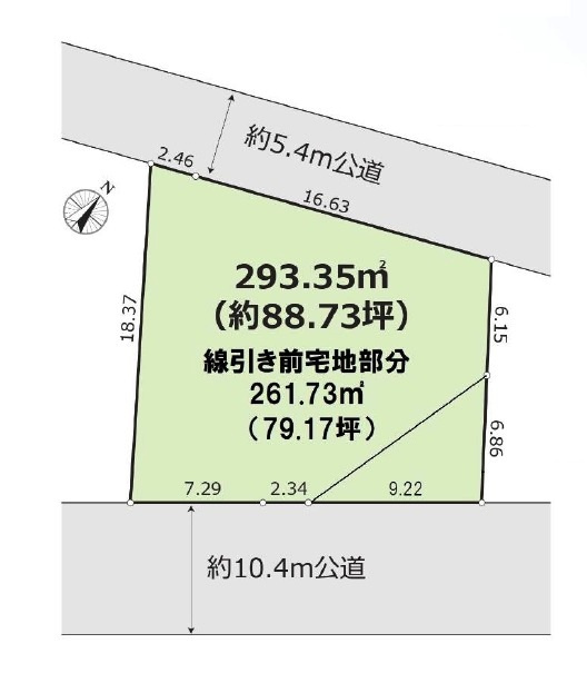 所沢市坂之下・全1区画　建築条件なし土地　～土地約88坪超～