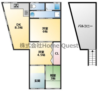 【間取り】 | 八尾木東1丁目貸家