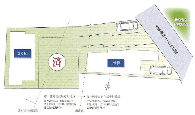 【区画図】 | 練馬区石神井台８丁目　新築戸建て　１号棟 | 1号棟：教育施設も徒歩10分圏内に充実の子育てしやすいエリア