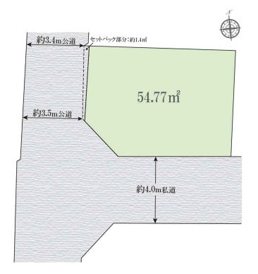 【土地図】 | 杉並区阿佐谷南２丁目　売地 | 土地面積54.77ｍ2の建築条件無売地です