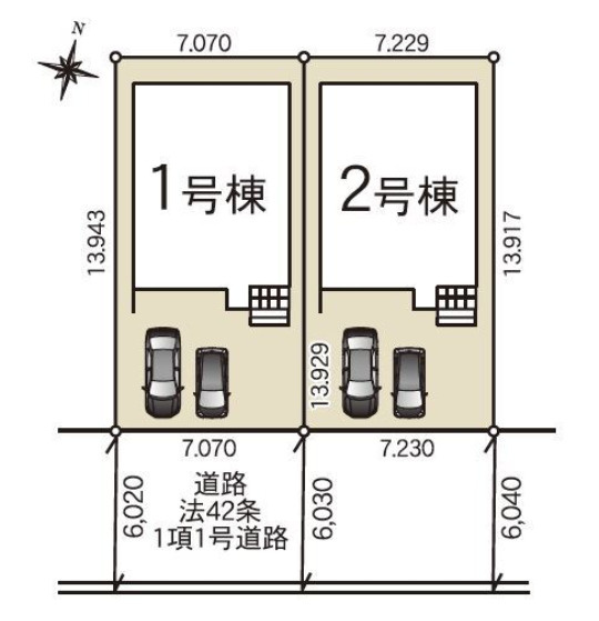 【今からご案内可能】東海市荒尾町曽山　全2棟の区画図|全体区画数｜全2棟
◆駐車2台可能！(但し、車種による)
◎まずは、お気軽にお問い合わせください。現地を案内しながら周辺環境も見て頂けます。