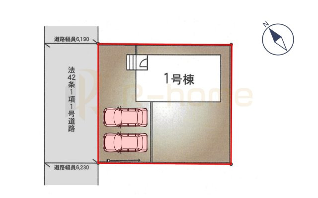 つくば市下広岡第4　新築戸建て　1号棟の区画図|大きなお買い物だからこそ、メリット・デメリットを伝えさせて頂きます。
R-homeにお任せください♪