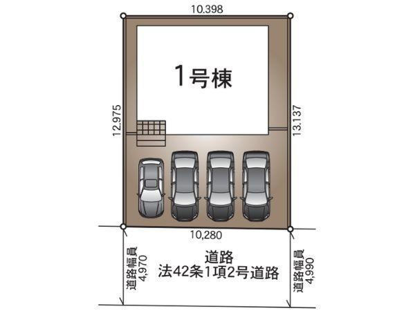 中戸次第3-1号棟の区画図|※図面と現況が異なる場合は現況を優先させていただきます。