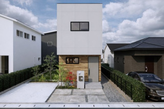 【外観パース】 | 城陽市寺田深谷2区画B号地　売土地　建築条件付き | ・参考プラン価格：2310万（別途外構費275万、造成費等-万）
・建物価格は参考価格になります。
（弊社標準建物30坪で計算した価格です）　　　　　　
・参考プラン延床面積：91.53㎡