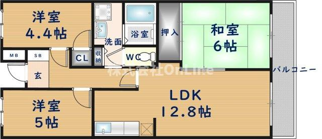 八尾市太田３丁目の賃貸マンションの間取り