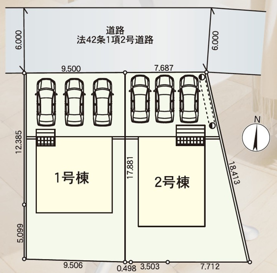 【区画図】 | 新築分譲住宅　山形市印役町　第7　全2棟 | 全2棟の分譲住宅です♪