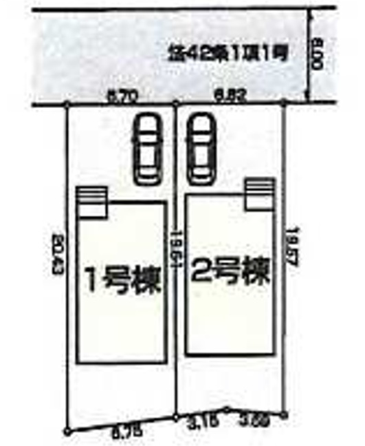 仲介手数料無料　LiveleGarden.S所沢下安松第７　全２棟の区画図