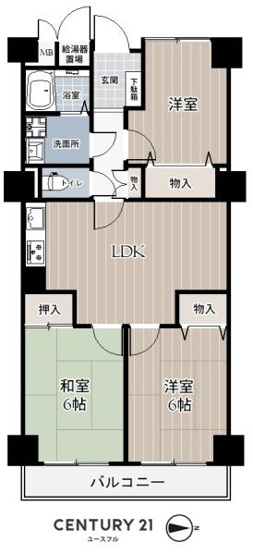 【間取り】 | 白鷺スカイハイツ | 専有面積:68.75平米　バルコニー面積:6.60平米　間取り:3LDK！