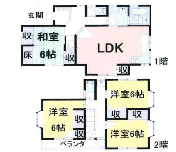 幸田町深溝字緑住・中古戸建の間取り|間取り図です