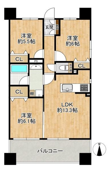 【間取り】 | エスリード瓢箪山駅前1番館