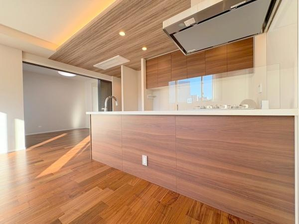 バースシティ・ザ・マーク鷺沼のキッチン|使いやすいキッチンです。
リビングをひと通り見渡せます。