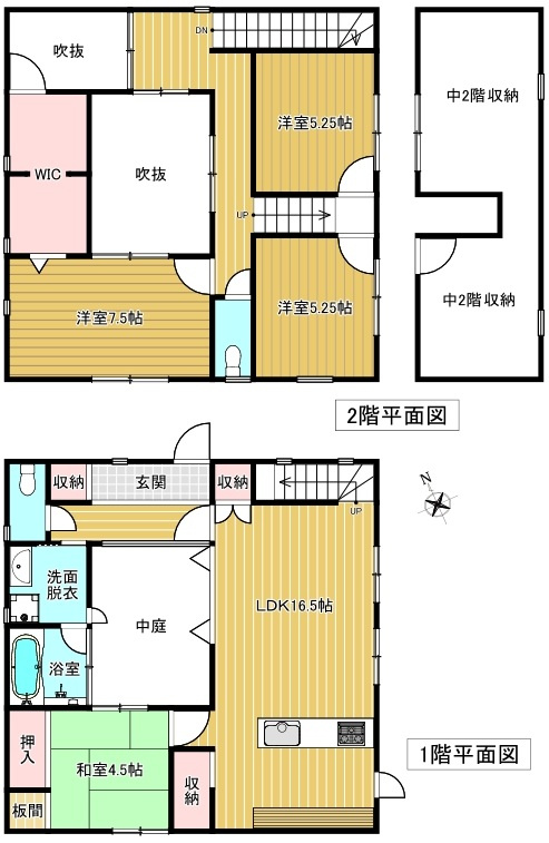 　☆　中庭のある西尾市の邸宅　☆の間取り