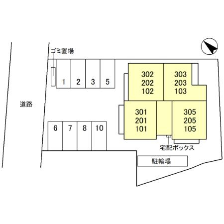 泉大津市東助松町１丁目のハイツの区画図
